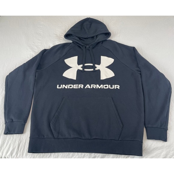 00413 -‎ Under Armour Hoodie Mens XL Big Logo Pullover Sweatshirt Black - Picture 12 of 12